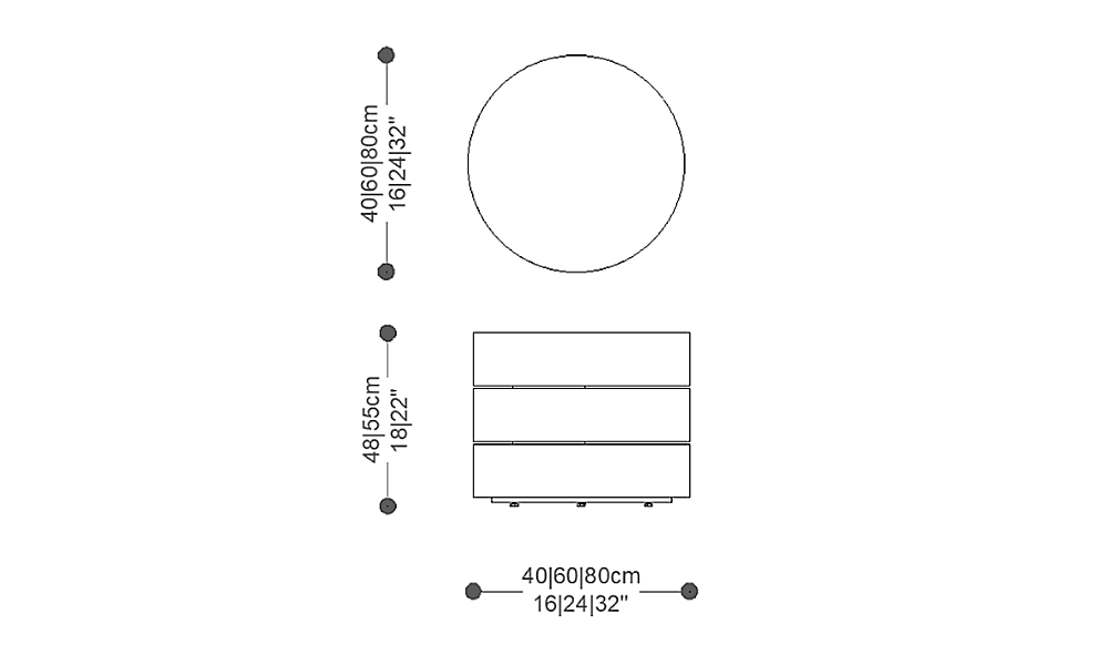 Image of the main dimensions of the product